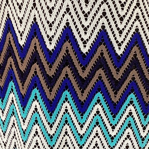 Adore Sleeveless Chevron/Zig-Zag Lace Multicolor V-Neck Maxi Dress M 294E - Picture 6 of 8